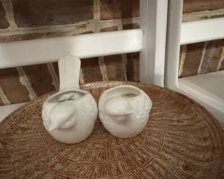 Pair of ceramic bir votives