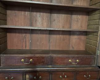 Interior of antique linen press