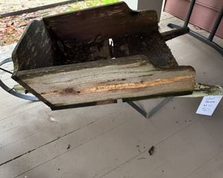 vintage garden wooden mini wheelbarrow