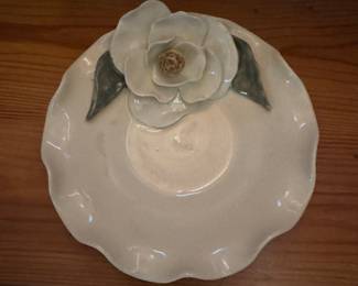 Artisan camellia pottery plate