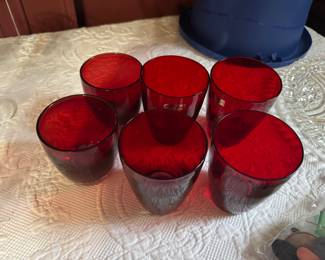set of ruby red glasses