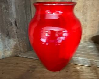 NC Pottery red vase