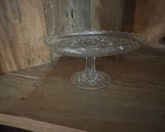 Pressed glass cake platter