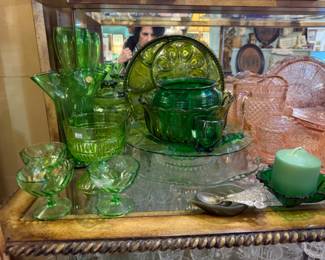 Beautiful green glass to top off any beautiful tablescape for the holidays or make it a unique gift 