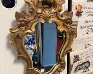 Vintage Plaster Wall Mirror with gold accents 