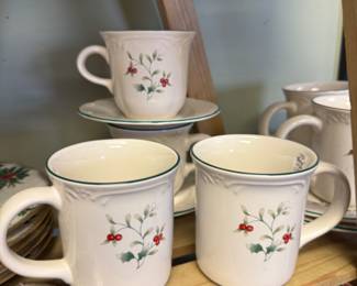 Vintage holly mugs and cups and saucers