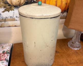 Vintage metal rice storage container 