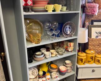 vintage platters and glassware