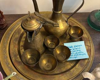 Middle eastern brass tea service 