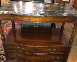 Mahogany server with cracked marble top