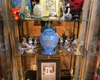 Large blue Steuben Cluthra signed vase