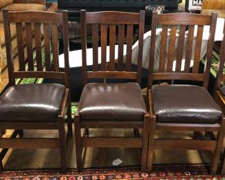 Set of six original L & JG Stickley, dining room chairs