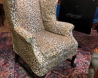 Vintage leopard wing chair