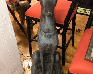 Pair of 38” bronze Whippets or Greyhounds