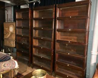 Three sets of vintage Hale stacking bookcases with six stacks each