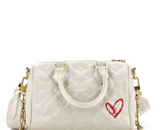 This stunning Louis Vuitton Speedy Bandouliere Bag is a limited edition piece featuring luxurious monogram embossed lambskin. Measuring 7.5" in height, 9" in width, and 5" in depth, it is designed for both functionality and style. The neutral-colored exterior is complemented by a pink microfiber interior, providing a chic contrast. The hardware is elegantly finished in gold, enhancing its overall appeal. The bag comes with an extra strap for versatility. Despite minor signs of wear, this bag remains in very good condition, perfect for any luxury collection.

Victorins Auctions will coordinate all domestic and international shipping. Please allow approximately 10–15 business days for processing. Certain items may require additional handling time depending on their location, origin, or special packaging requirements. By registering for or placing a bid in a Victorins auction, you confirm that you have reviewed, understood, and agreed to our Shipping, Payment, and Auction Policies.