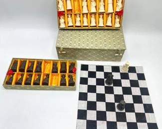 New In Box Vintage Portable Chinese Chess Set In Silk Lined Box
Lot #: 10