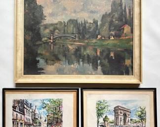 Reproduction Of Paul Cezanne's 'The Banks Of The Marne At Creteil' & 2 Paris Street Scenes Prints By Arno
Lot #: 60