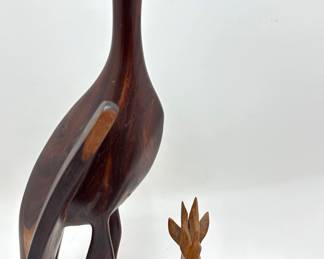 2 Hand Carved Solid Wood African Sculptures: Gazelle & Bird
Lot #: 50