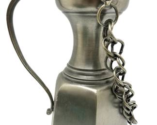 Vintage Peltro Fin Italian Etain Decoration Pewter Tankard Pitcher
Lot #: 38