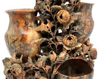 Large Vintage Chinese Carved Soapstone Vase With 3 Sections
Lot #: 27