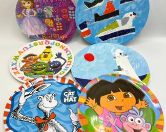 6 Melamine Plates: Vintage 1977 Sesame Street, Cat In The Hat, Dora, Sophia The First & More
Lot #: 116