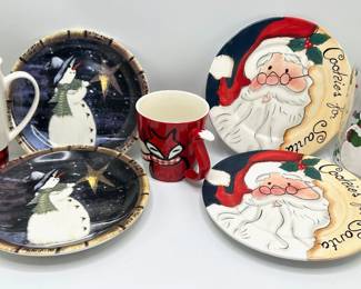 4 Christmas Plates, 2 Mugs & Glass Jar By Starbucks, Buchase & More
Lot #: 114