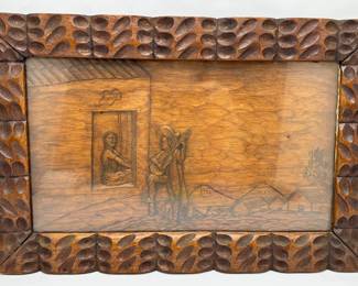Vintage Carved Wood Serving Tray With Glass Insert, Ready To Hang
Lot #: 66