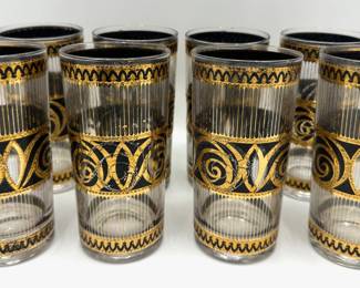 Set 8 Mid Century Modern Culver Highball Painted Glass Drinking Glasses
Lot #: 21