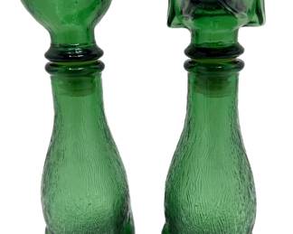 Vintage 1960s Italian Empoli Green Glass Cat & Dog Decanters
Lot #: 16