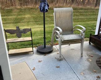 Nice outdoor items, check out that bee table, chairs, patio umbrella