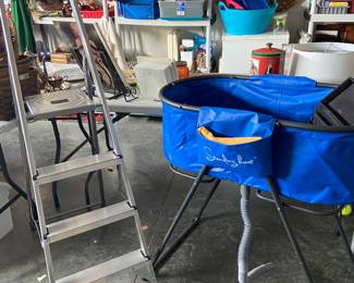 Great step ladder and Standing Boat wash station