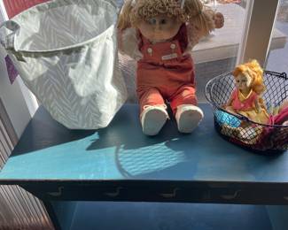Cabbage Patch and vintage doll with clothes AND a great little garden bench!