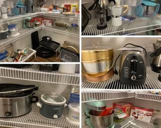 Pantry full of great kitchen items including mixers, toaster, 