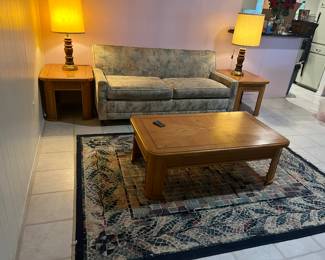 Wood Coffee Table and 2 End Tables - Lamps extra