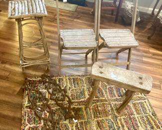 Primitive Stool, Twig Table, Vintage Chairs…