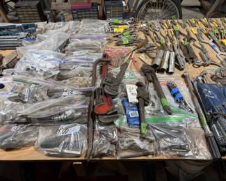 PIPE WRENCHES, WRENCH SETS, SOCKETS, SCREW DRIVERS, NEW SAW BLADES, FILES AND MORE.