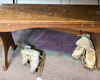 NICE OLD BENCH TO PUT YOUR SKATES ON!