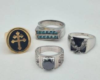 81 MensFashionRingCollectionGoldSilverTonewithCreatedStones