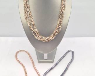 7 GracefulTrioofGenuinePearlNecklaces