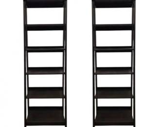 101 PairofBlackTieredShelvingUnits5ShelfCompactStylish