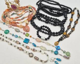 68 BeadedBeautiesNaturalStoneArtGlassTigersEyeJewelry