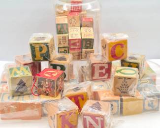 70 WoodAlphabetNumberPictureBlocksDIYOrnaments