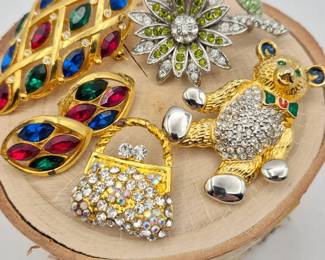 72 BlingVintageRhinestoneBroochesEarringsParkLaneMore