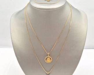 3 14k18kGoldJewelryTahitianPearlMotherMaryPendantBracelet