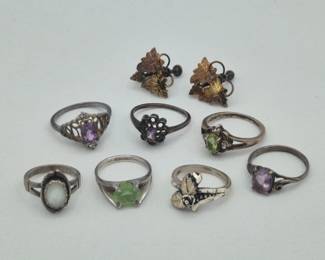 63 SevenPetite925RingsSterlingTriColorLeafEarrings