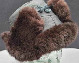 52 VintageLeatherFurWinterTrapperHat