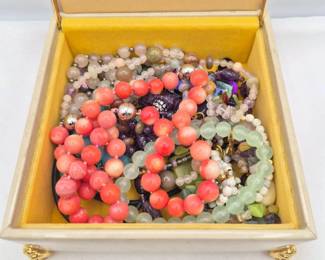 47 MirroredBoxwithNaturalStoneJewelsArtGlassBeauties