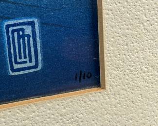 "Korean Farmhouse by Moonlight", an exceptional Japanese woodblock print by listed artist, Lilian May Miller. This rare copy features Miller’s signature lower left in pencil, along with the limited edition run, numbered 1/10. This piece measures in the frame, 15” H x 19” W and out of the frame, 10.75” H x 15.25” W. This woodblock was created in 1928 and this artwork is part of the collection of the National Museum of Asian Art. Lilian May Miller was an American painter and printmaker born in Tokyo, Japan, who studied traditional Japanese wood printing techniques.
