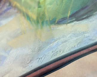 This lot features an original still life by Pacific Northwest artist, Lois McFarland. Signed lower right and measures in frame, 25.25” H x 31” W.
